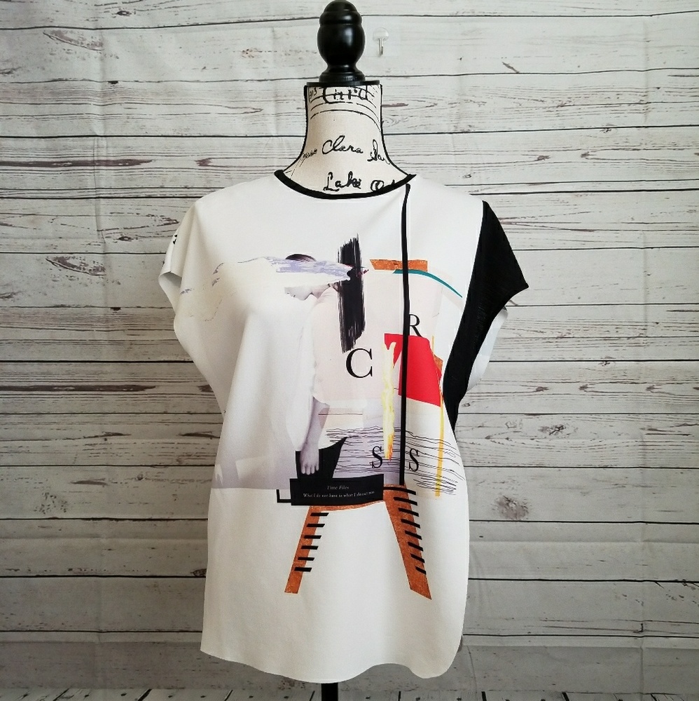 🎈Sale🎈Zara W/B collection abstract shirt top